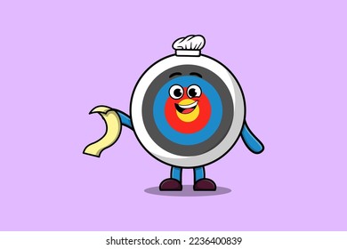 Cute cartoon Archery target chef character with menu in hand cute style design illustration