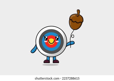 Cute cartoon Archery target floating with acorn balloon cartoon vector illustration