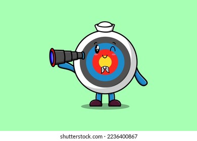 Cute cartoon Archery target sailor with hat and using binocular cute modern style design