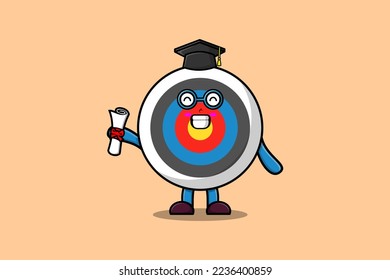 Cute cartoon Archery target student character on graduation day with toga in flat cartoon style