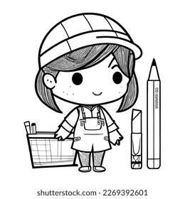 cute cartoon Architect svg vector