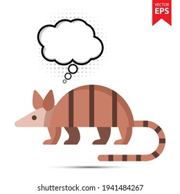 Cute cartoon Armadillo with thought bubble isolated on white background. Animal symbol for your web site design, logo, app, UI. Eps10 vector illustration.