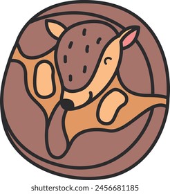 Ilustración vectorial de armadillo de dibujos animados lindo