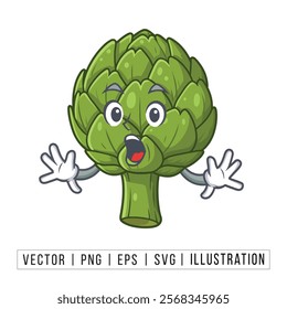 Cute Cartoon Artichoke Character Illustration - Vector Graphic