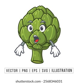 Cute Cartoon Artichoke Character Illustration - Vector Graphic