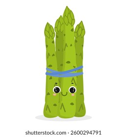Cute cartoon asparagus vector illustration isolated on white background.