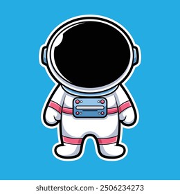 cute cartoon astronaut costume mascot logo illustration