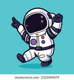 Cute Cartoon Astronaut dancing happily vector illustration