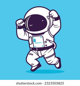 Cute Cartoon Astronaut dancing happily vector illustration