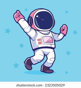 Cute Cartoon Astronaut dancing happily vector illustration