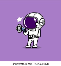 Cute Cartoon Astronaut Demonstrating Using Megaphone Stock Vector ...