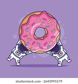 cute Cartoon astronaut with donut. Vector illustration of a cartoon astronaut.	
