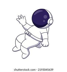 Cute cartoon astronaut flying in space. Vector illustration