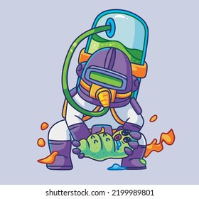 cute cartoon astronaut found a baby alien. Isolated cartoon person illustration. Flat Style vector