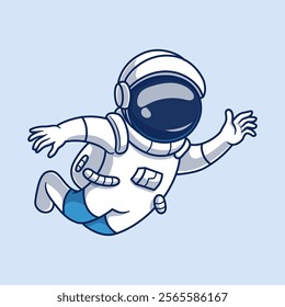 Cute Cartoon Astronaut Illustration Plunging in Outer Space