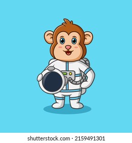 Cute cartoon astronaut monkey character. Vector illustration