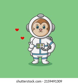 Cute cartoon astronaut monkey character. Vector illustration
