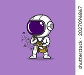cute cartoon astronaut playing the saxophone. vector illustration for mascot logo or accessories