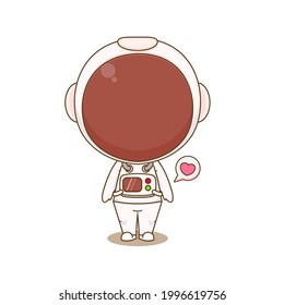 Cute cartoon astronaut. Vector illustration of chibi character isolated on white background.