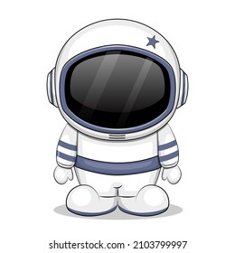 Astronauta de dibujos animados.  Ilustración vectorial de un hombre de fondo blanco.