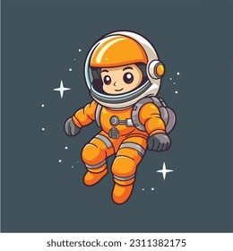 cute cartoon astronaut vector illustration