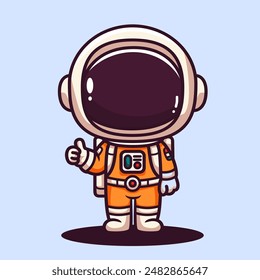 Cute Cartoon Astronaut wearing orange suit and white helmet