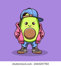 Cute Cartoon Avocado boy wearing jacket