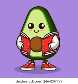 Cute Cartoon Avocado boy wearing jacket