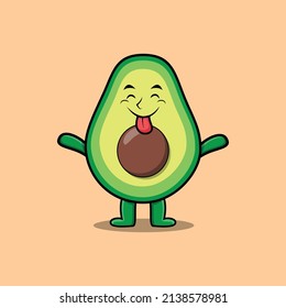 Cute cartoon avocado character with flashy expression in cute style