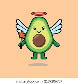 Cute Cartoon avocado character in the form of fairy in 3d cartoon style concept