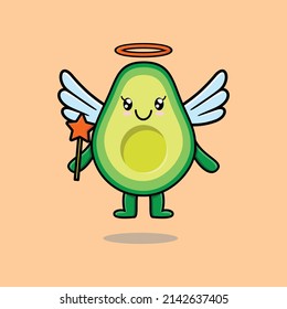 Cute Cartoon avocado character in the form of fairy in 3d cartoon style concept