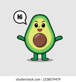 Personaje de aguacate de caricatura con expresión feliz en diseño de estilo moderno