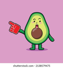 Cute Cartoon Avocado with foam finger glove in modern design