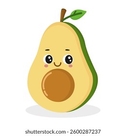 Cute cartoon avocado fruit vector illustration isolated on white background 