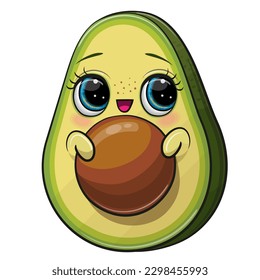 Cute Cartoon Avocado einzeln auf weißem Hintergrund