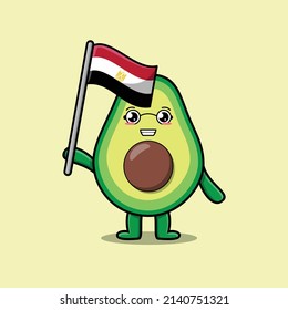 Cute cartoon Avocado mascot character with Egypt Country flag in modern design