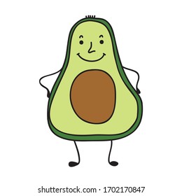 Cute cartoon avocado. Vector illustration