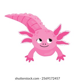 Cute Cartoon Axolotl Character Illustration	
