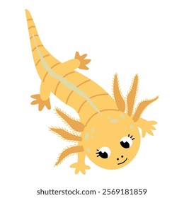 Cute Cartoon Axolotl Character Illustration	