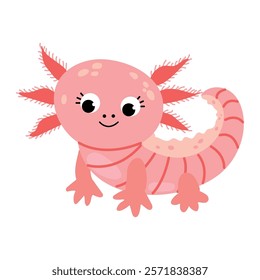 Cute Cartoon Axolotl Character Illustration	