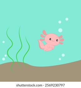 Cute cartoon axolotl pet illustration