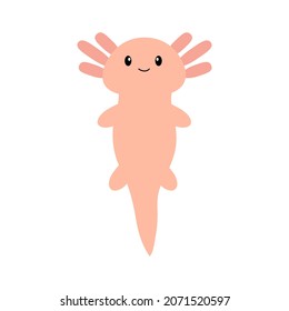 Cute cartoon axolotl.  Vector illustration.