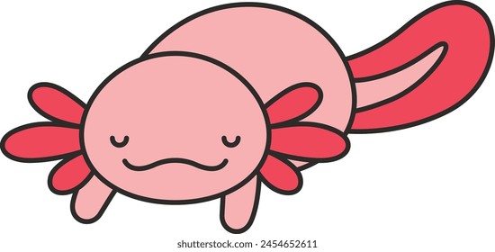 Cute cartoon axolotl vector illustration