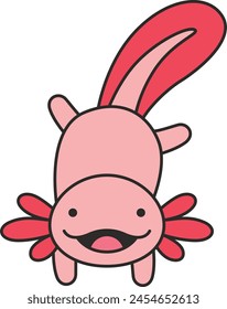 Cute cartoon axolotl vector illustration