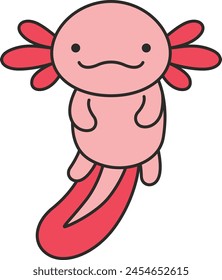 Cute cartoon axolotl vector illustration