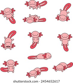 Cute cartoon axolotl vector illustration