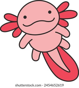 Cute cartoon axolotl vector illustration