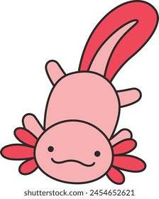 Cute cartoon axolotl vector illustration