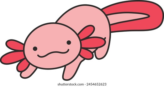 Cute cartoon axolotl vector illustration