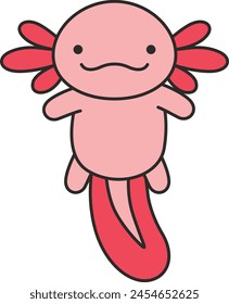 Cute cartoon axolotl vector illustration